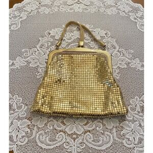 Whiting & Davis Gold Mesh Change Purse Compact Evening Bag 1950s Clutch Vintage
